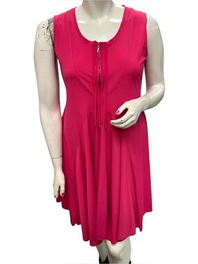 Dolcezza Sleeveless Hot Pink Zip-Front Swing Dress Size XL